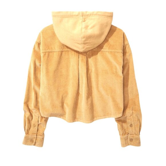 American Eagle Cropped Corduroy Button-Up Shirt Jacket Womens Size Medium Preppy - Picture 3 of 13